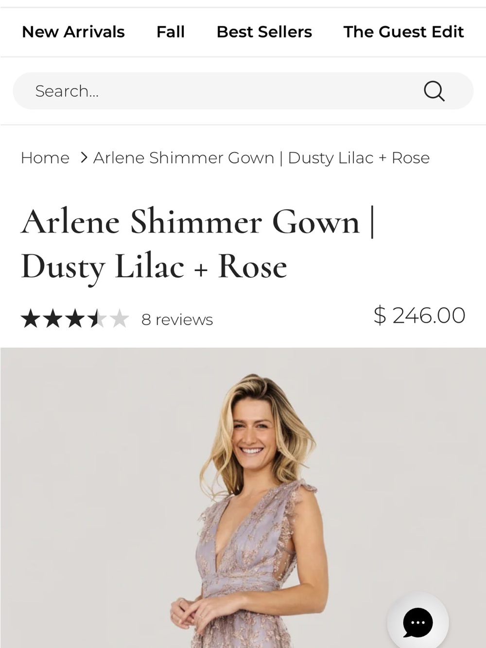 Shimmer Gown in Dusty Lilac + Rose